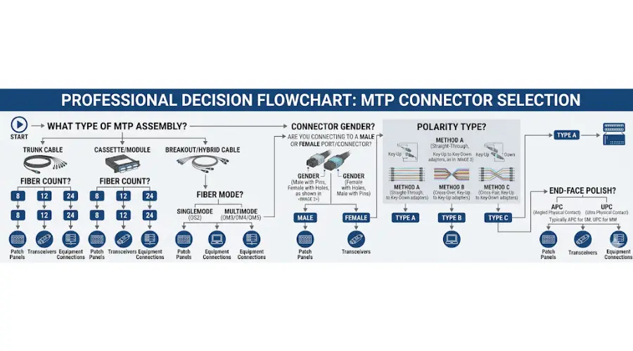 MTP connectors used in data center backbone cabling and high-speed network infrastructure